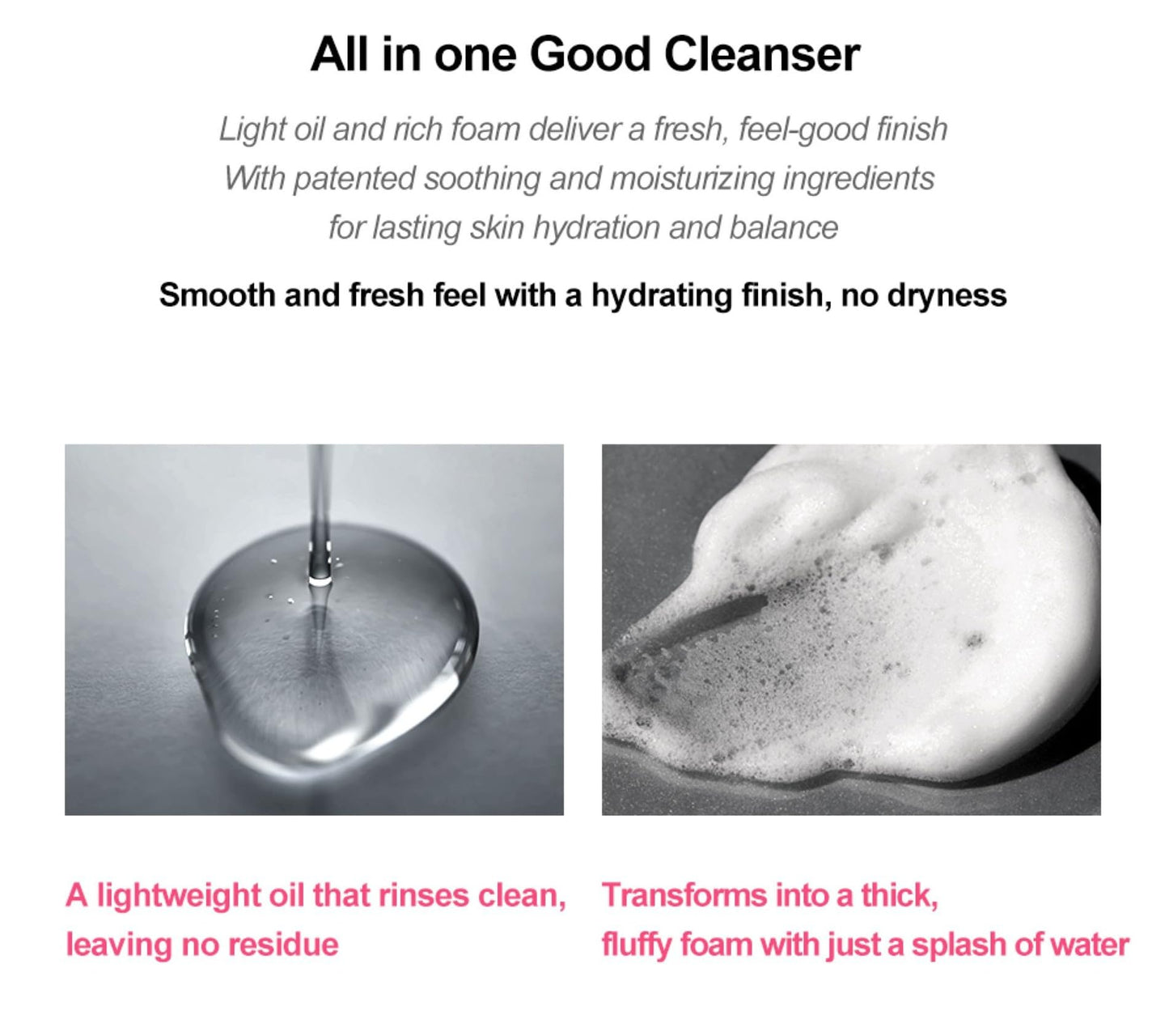 Oil to Foam Cleanser, 120ml, Gentle Korean face wash for daily makeup removal. Refreshes, and deeply cleanses pores. Soap-free, non-drying, safe for sensitive skin. Removes makeup and impurities.