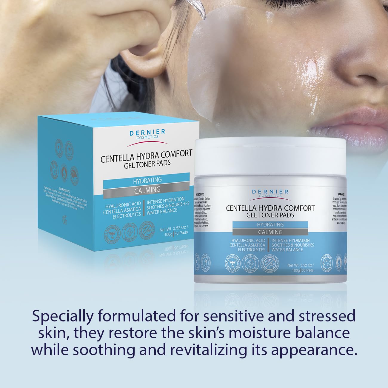 Dernier Toner Pads, Centella Asiatica & Hyaluronic Acid, Calming Care