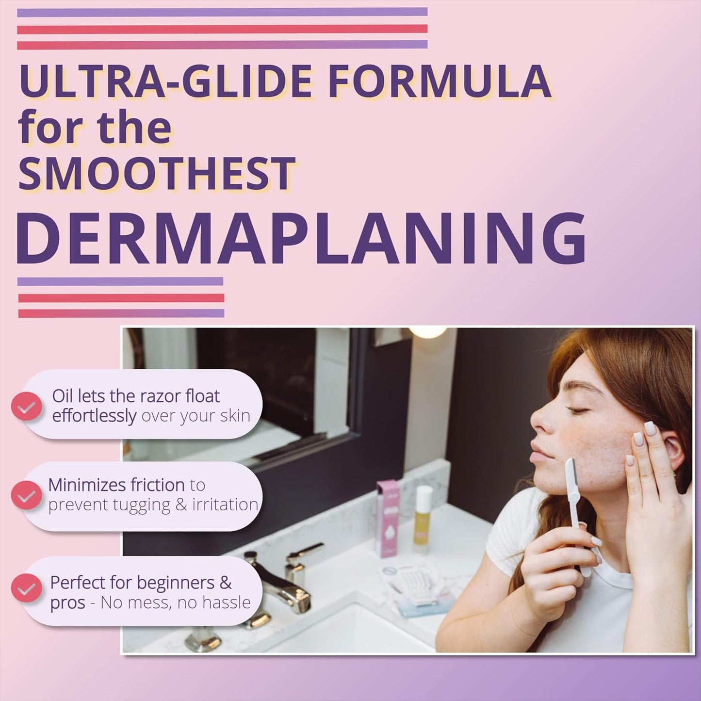 Dermaplaning Tool Set - 9 Count Face Razor with Smooth Glide Exfoliating Oil | Gentle Skin Care Essentials