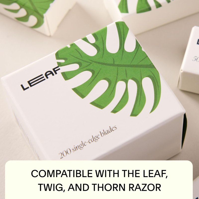 Leaf Shave Single-Edge Safety Razor Blades - Platinum-Coated Stainless Steel Refills for Twig & Thorn | 200 Count