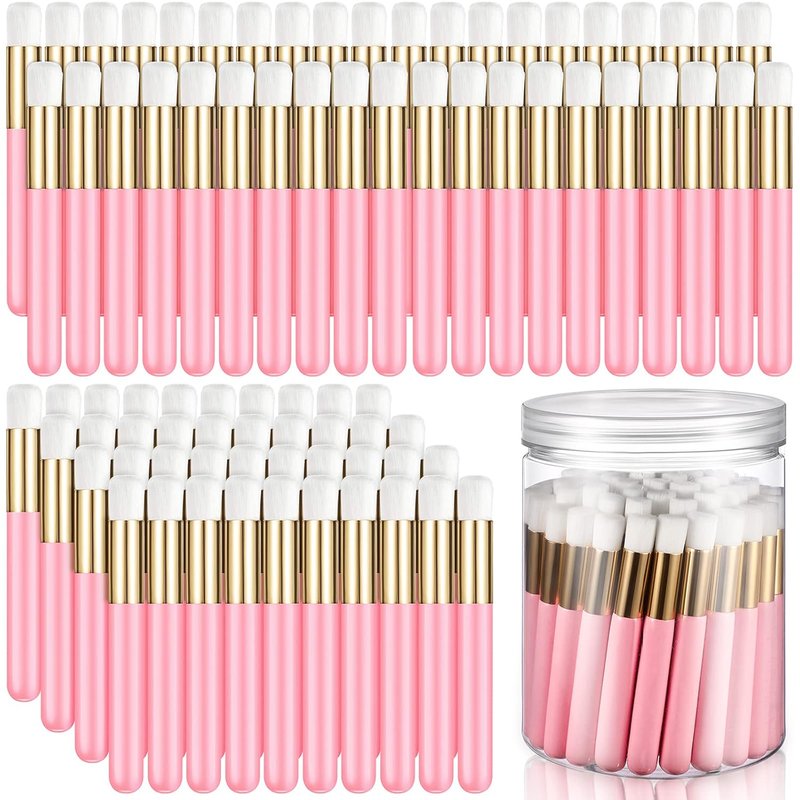 Lash Cleansing Bath Brushes - 100 Pieces Eyelash Extension Cleanser with Container | Pink Cleaning Supplies