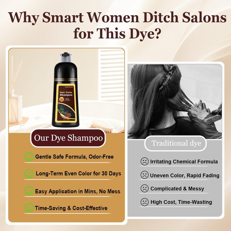 Dark Coffee Hair Dye Shampoo 3 in 1 for Gray Hair, Long-lasting & Natural Hair Color Shampoo, Herbal Ingredients Natural Shampoo Hair Dye Effect in Minutes, Gifts for Men Women 500ml