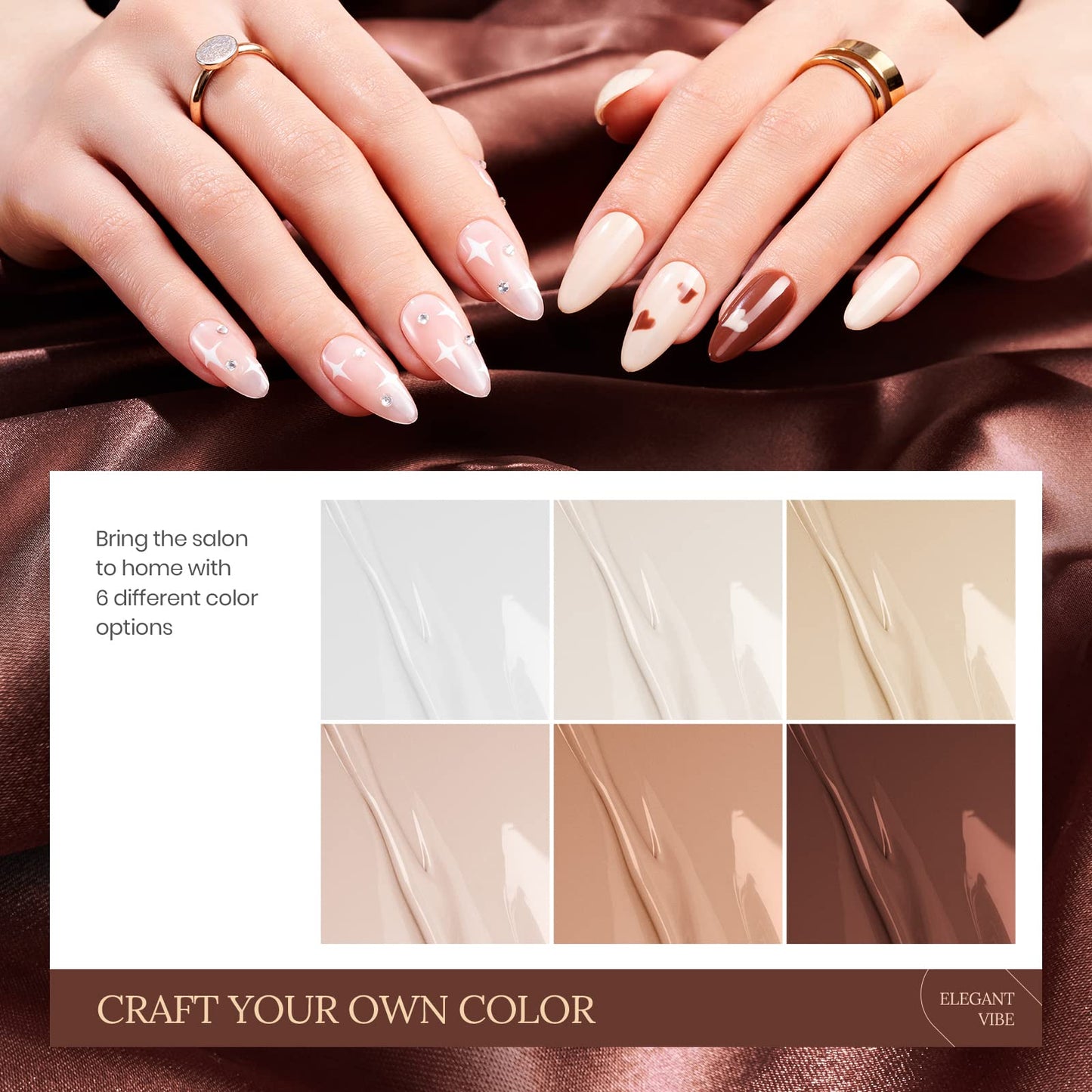 beetles Gel Polish Nail Set 6 Colors Nude Pink Peach Brown Kit Soak Off Led Lamp with Nail Extension Set with 500Pcs Soft Nail Tips Coffin Shape 2 In 1 Nail Glue Base Gel and Led Lamp Easy Diy Kit