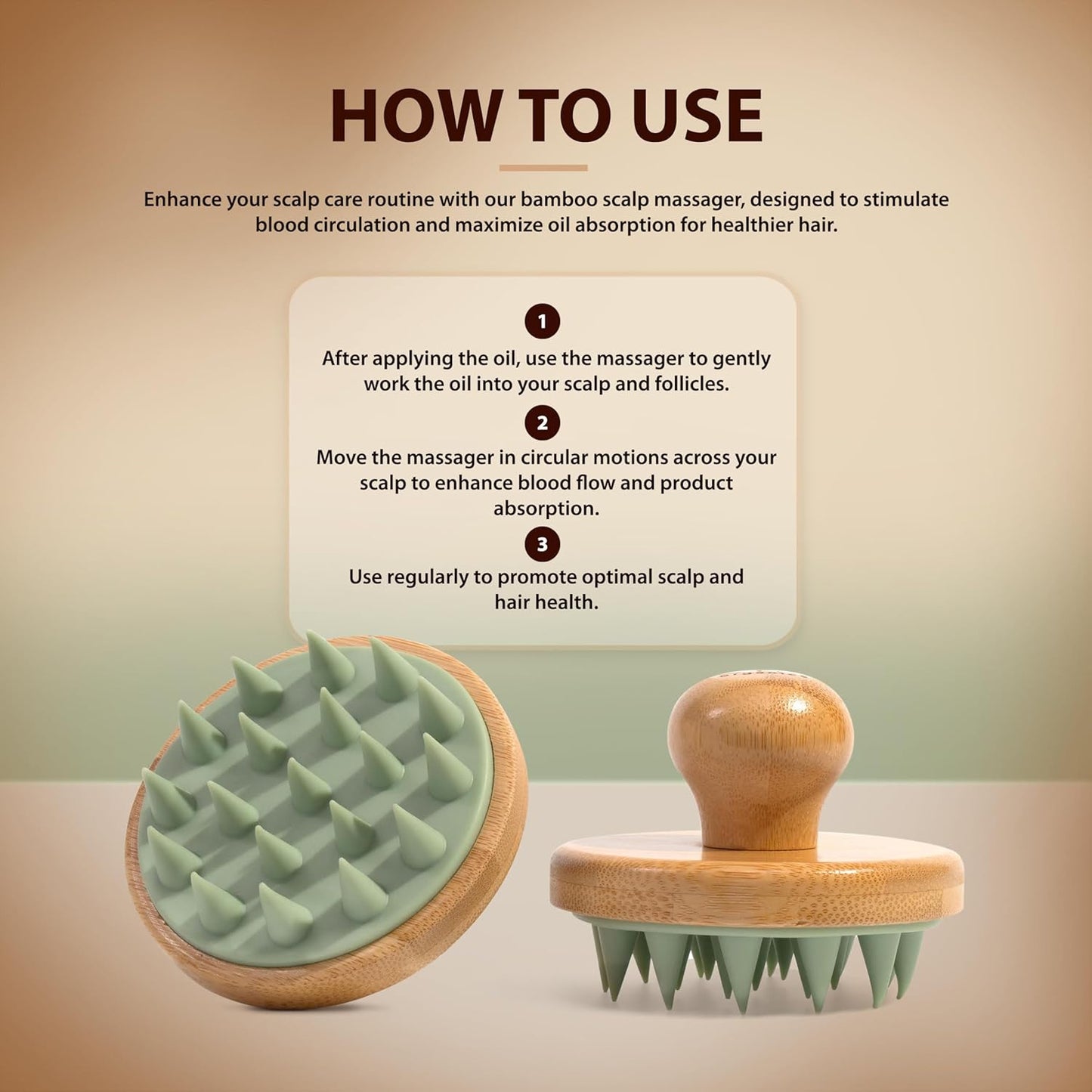 Bamboo Scalp Brush & Massager Duo - Stimulate Blood Circulation, Promote Healthy Hair Growth | Eco-Friendly, Gentle Design