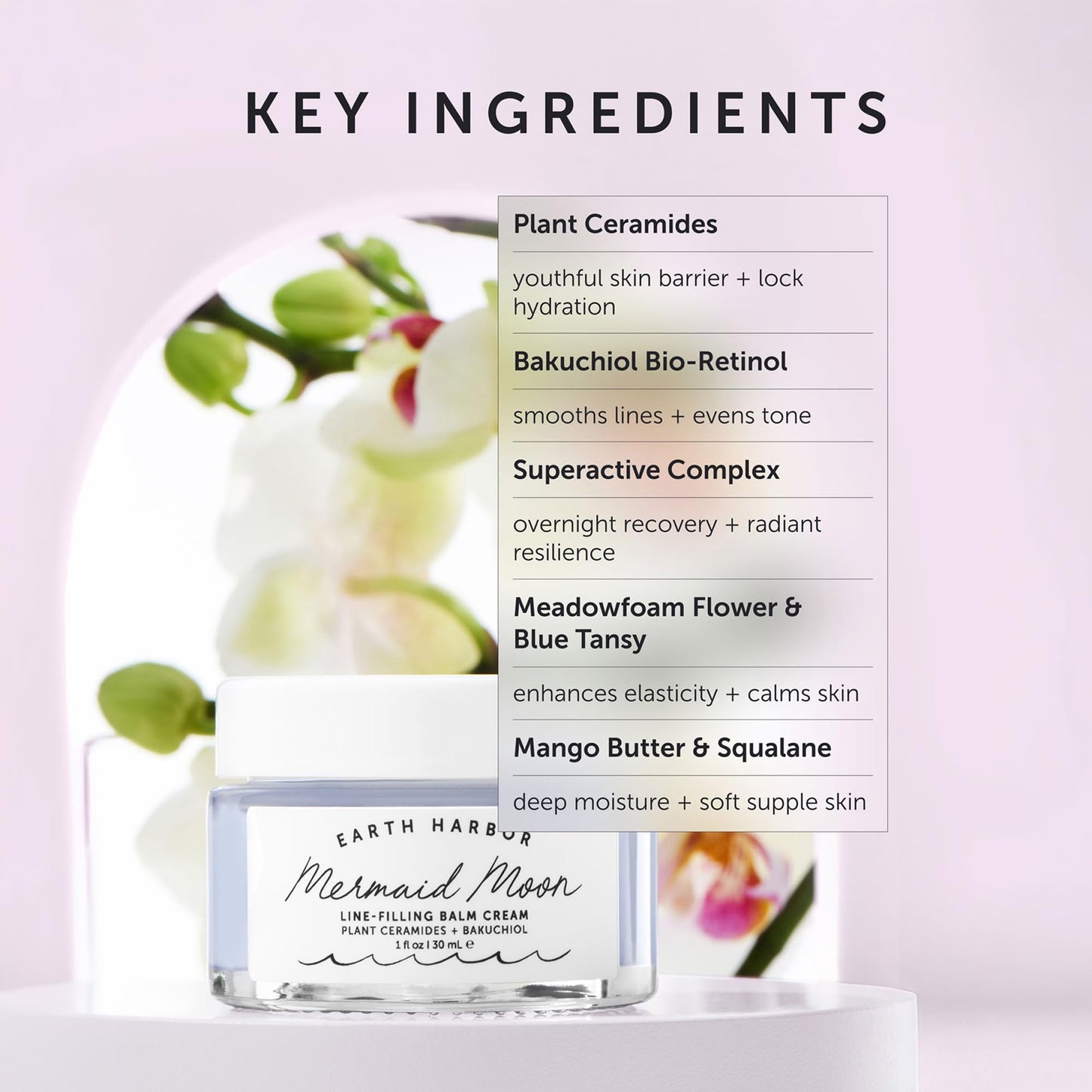 Earth Harbor Mermaid Moon Line-Filling Balm Cream - Vegan Night Treatment for Wrinkles and Hydration, with 20+ Actives - Deeply Restores and Nourishes Skin