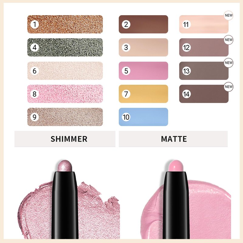 Erinde Waterproof Cream Eyeshadow Stick, Nude Beige Matte Eye Shadow Sticks, Cream to Powder Eye Brightener Pencil Crayon, Buildable & Blendable Long-Lasting Eye Shadow Stick, Vegan & Cruelty-Free, 03