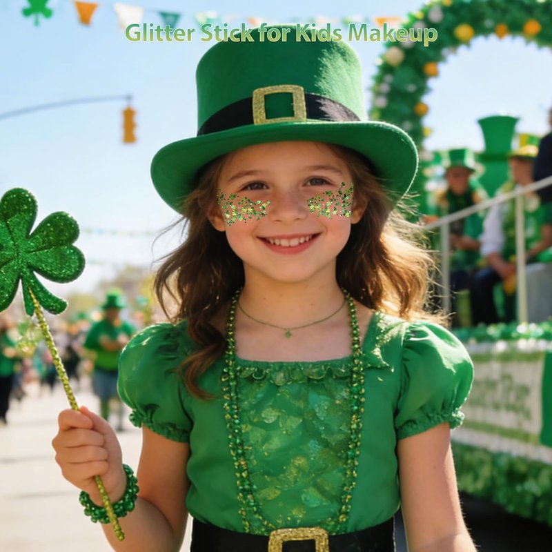 Shamrock Glitter Stick for Face, Hair & Body | St. Patrick's Day Four Leaf Clover Green Makeup