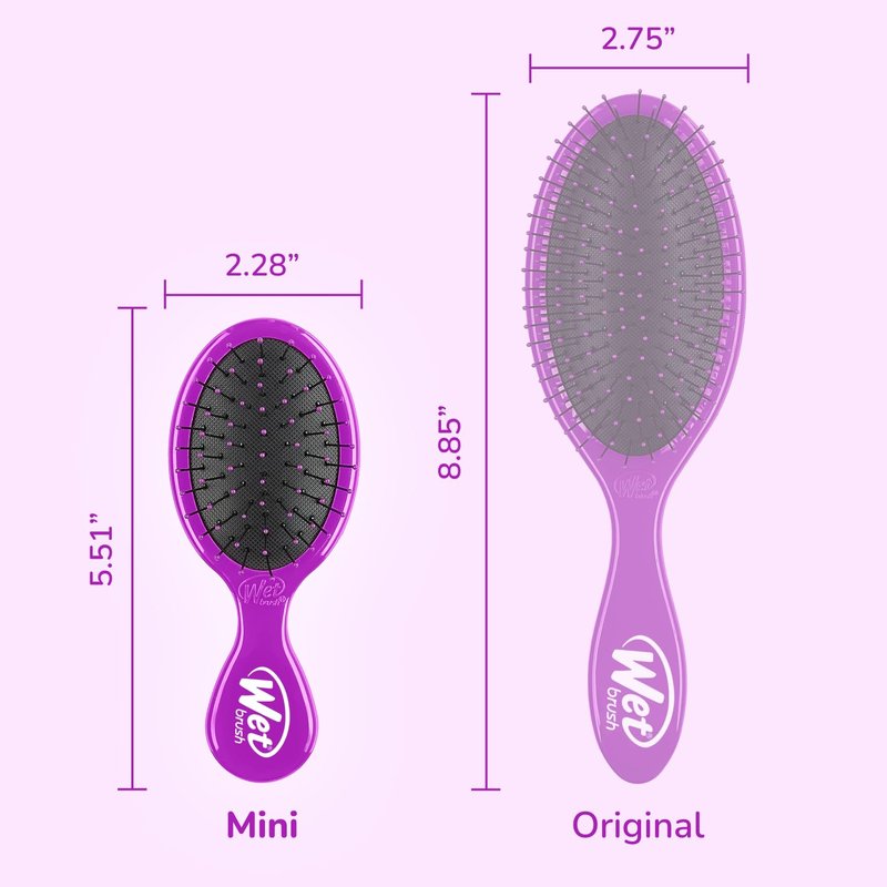 Wet Brush Mini Detangler Hair Brush, Pink - Detangling Travel Hair Brush - Ultra-Soft IntelliFlex Bristles Glide Through Tangles with Ease - Pain-Free - All Hair Types