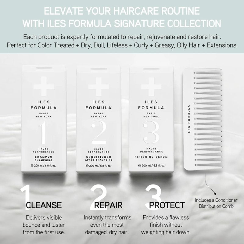 ILES FORMULA Deep Repair Shampoo & Conditioner Set - Hydrating Hair Care for Dry, Damaged Hair | Includes Finishing Serum & Blow Dry Cream