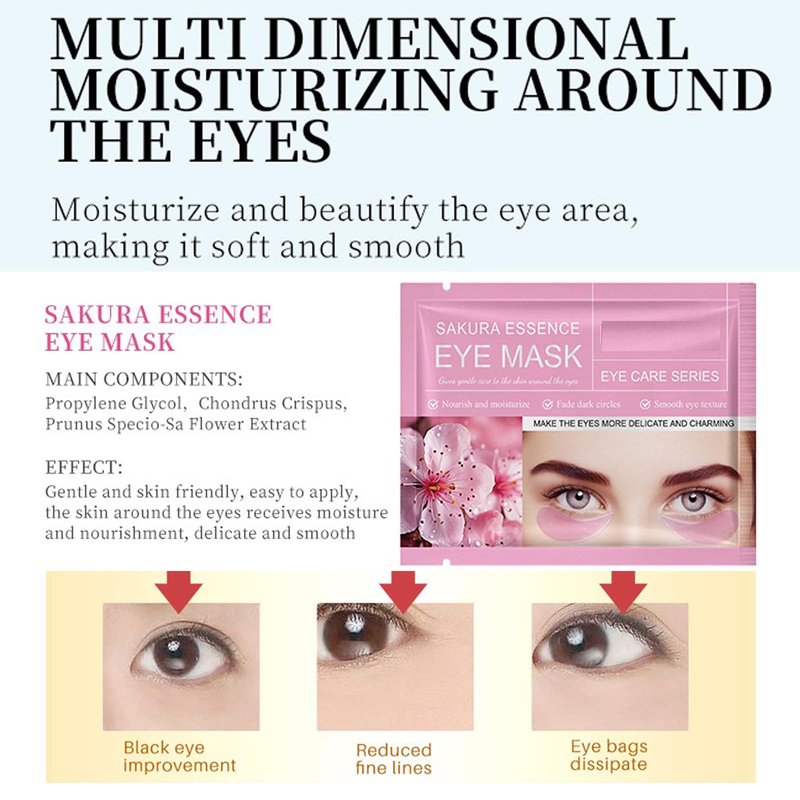 Felico 30PCS Lip Mask Under Eye Masks Patches, Crystal Collagen Hydrating Moisturizing Smoothing Lips Care Gel Pads for Puffy Eyes Bags,Dark Circles,Puffiness,Fine Lines,Wrinkles,Anti-Aging Sakura