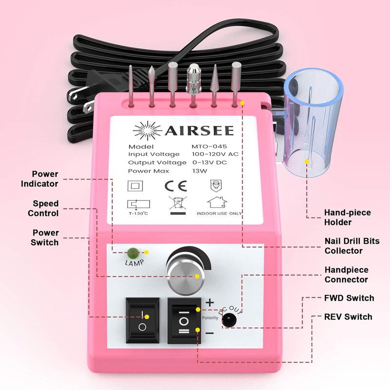 Professional Electric Nail Efile Machine - 20000RPM Nail Drill with 11 Bits & 56 Sanding Bands | Manicure Tools for Acrylic Nails
