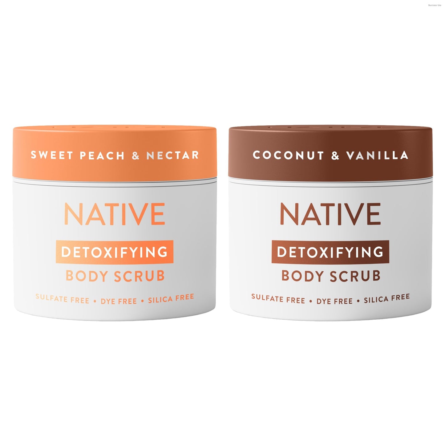 Native Exfoliating Body Scrub Bundle, Gentle Body Polish for Soft, Smooth Skin, Made without Sulfates, Parabens, or Dyes, Coconut & Vanilla + Sweet Peach & Nectar Scents, 12 oz (Pack of 2)