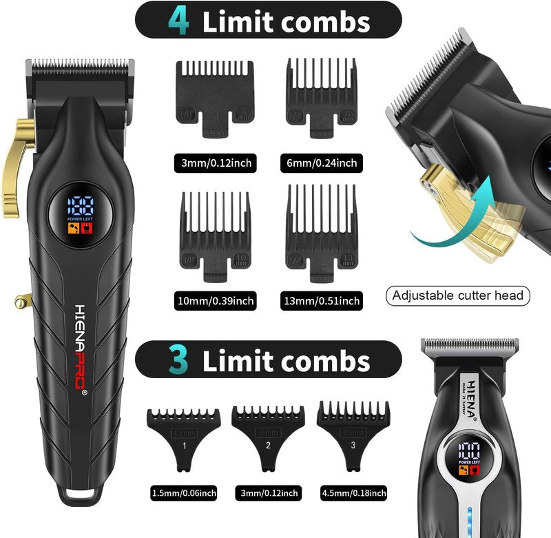 Professional Hair Clippers for Men - Electric Barber Clipper Set with LED Display | Silver