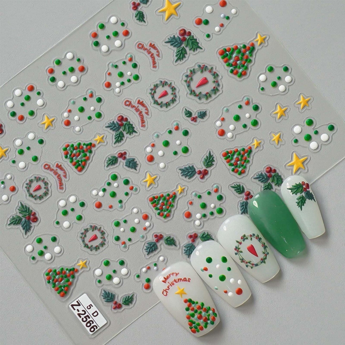 4 Sheet Christmas Nail Art Stickers Xmas Nail Decals 5D Self-Adhesive Winter Nail Sticker Snowflakes Christmas Tree Elk Gingerbread Man Snowman Design for Women Holiday Manicure Decoration