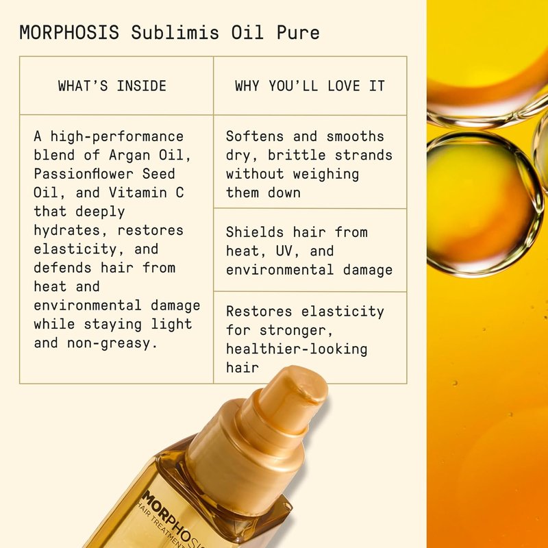 FRAMESI Morphosis Pure Hair Oil - Moisturizing & Revitalizing Formula | 3.4 fl oz, Color Safe