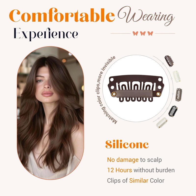TESSHAIR 6PCS Clip in Hair Extensions Real Human Hair Short Clip in Extensions for Women Short Straight Hairpieces to Add Volume and Highlights 16 Inch Light Brown
