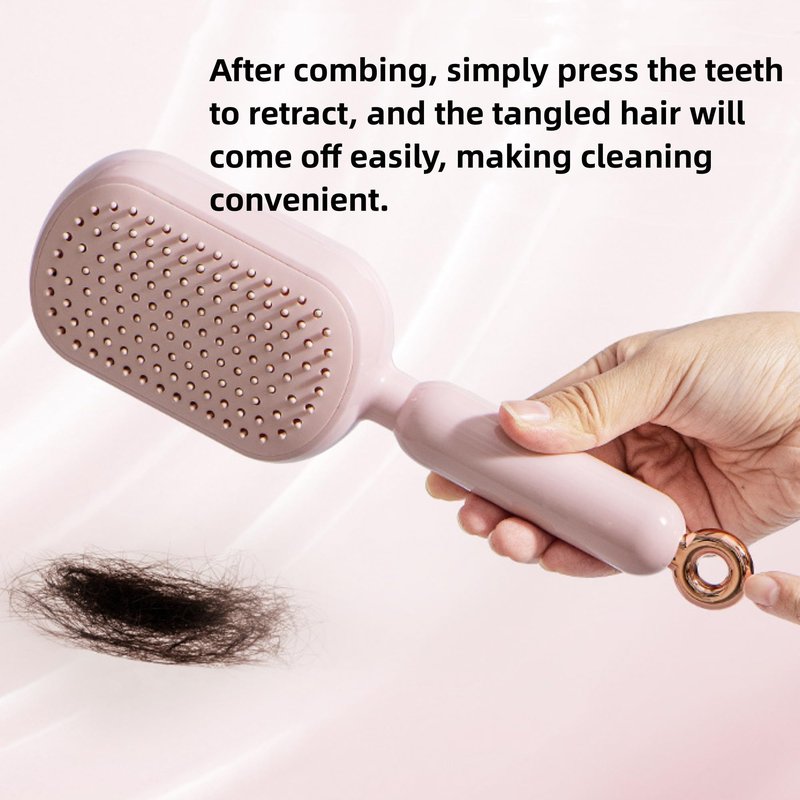 Self Cleaning Hair Brush, 2026 Upgrade Retractable Cushion Massage Comb, Anti Static Self Cleaning Hair Brush, Hairs Styling Tools for All Hairs Types, One-pull