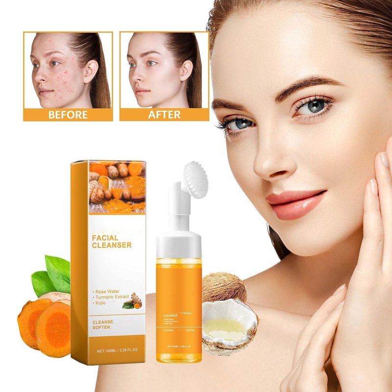 Turmeric Wash Set - Lemon Turmeric Kojic Soap, Cleansing Pads & Face Wash | Exfoliating Essential Oil