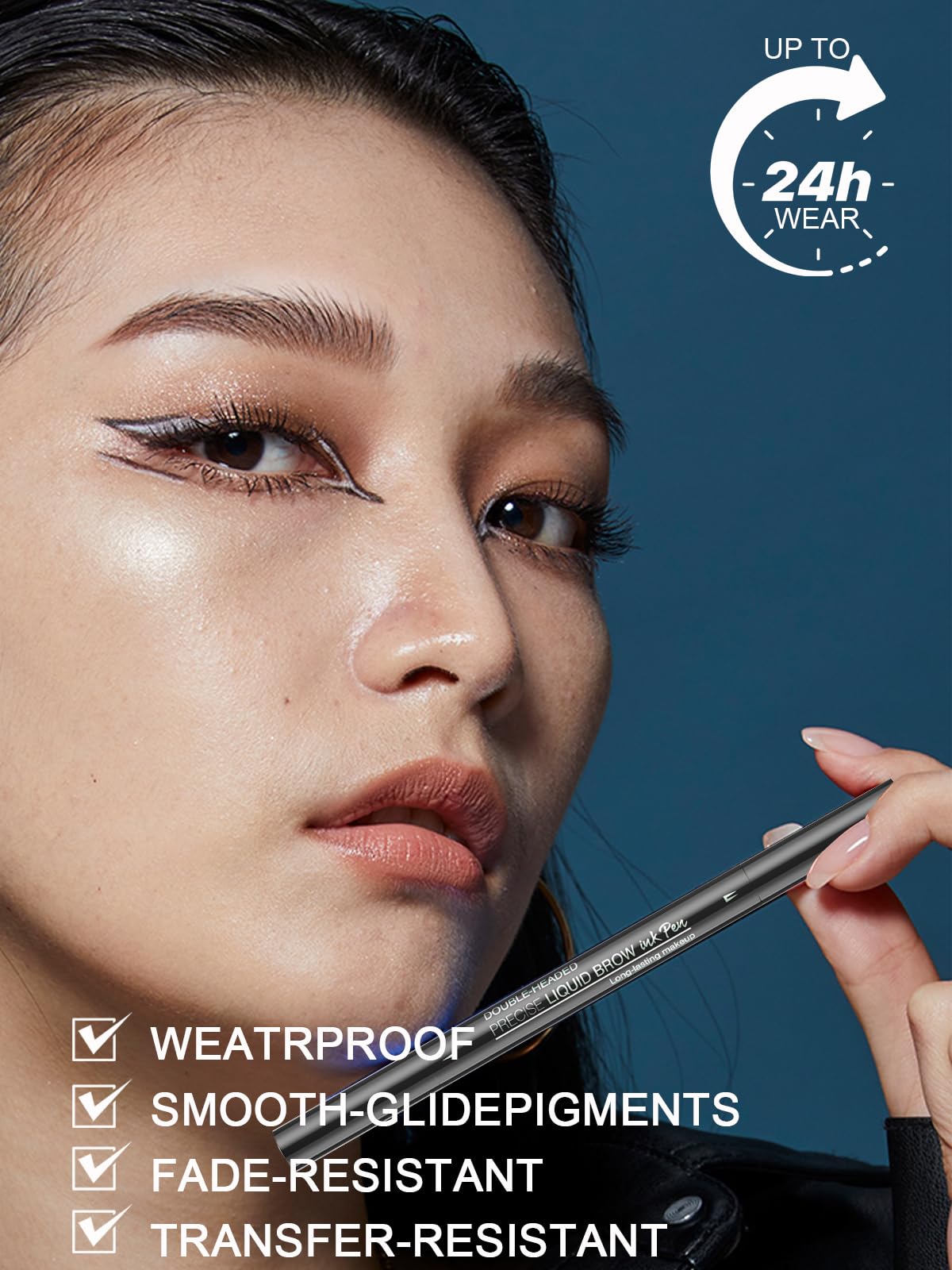 Eyebrow Pen - Eyebrow Pencil, Brow Pencil 2-in-1 Dual-Ended Microblading Eyebrow Pen with Micro-Fork-Tip and Precise Brush-Tip Create Natural Hair-Like Brows, Last All-Day, Dark Brown