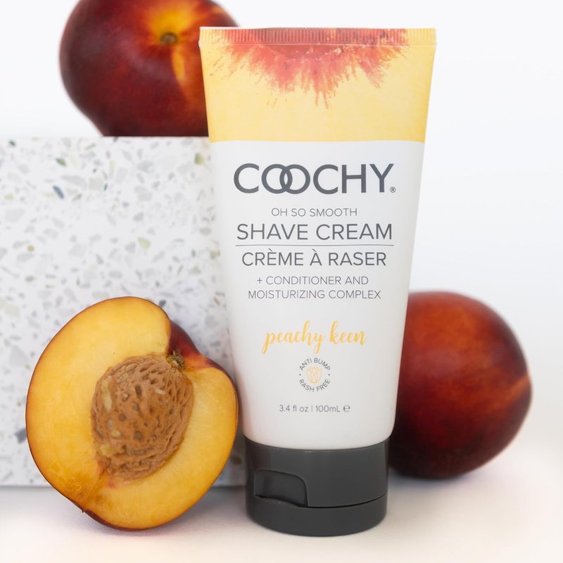 Coochy Shave Cream - Gentle Moisturizing Shaving Lotion for Intimate Areas | Rash-Free Hydrating Formula, Peachy Keen, 12.5 oz