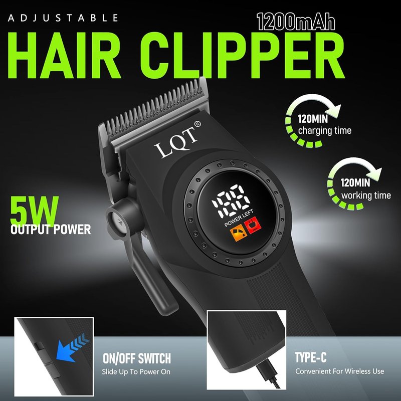 Professional Cordless Hair Clippers for Men - Wireless Hair Cutting Kit with LCD Display | Rechargeable Trimmers Set