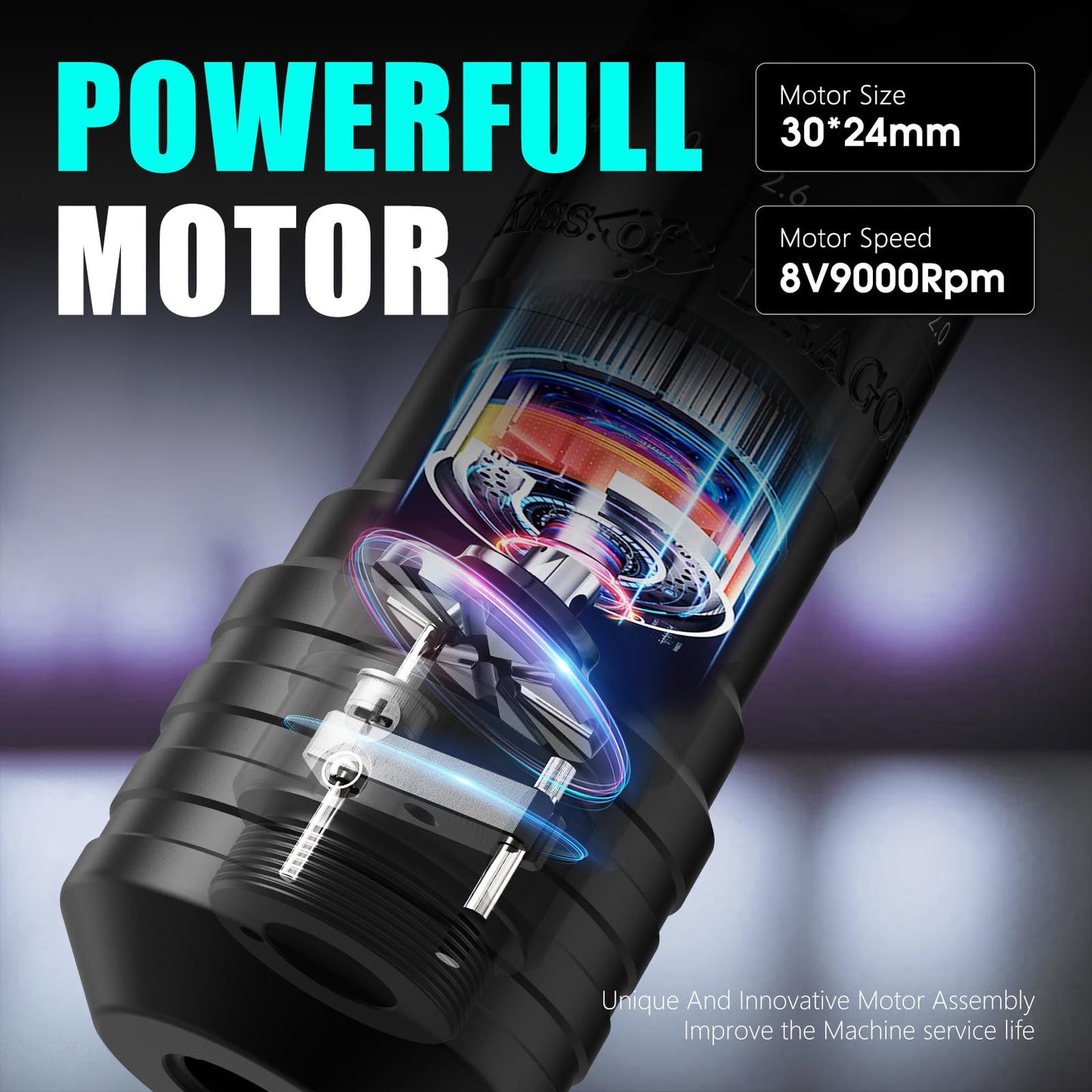 Tattoo Gun Kit Complete Wireless Tattoo Machine Kit, Kiss of Dragon V1 Rotary Adjustable Stroke Tattoo Pen with 1600 mAh Cordless Battery Tattoo Cartridge Needles Set for Beginners