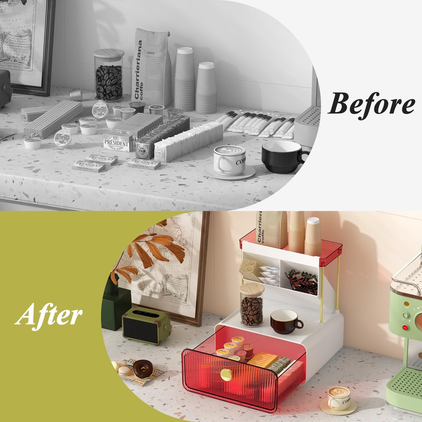 FOLLOWIN Bathroom Organizers and Storage with Drawer, Makeup Organizer