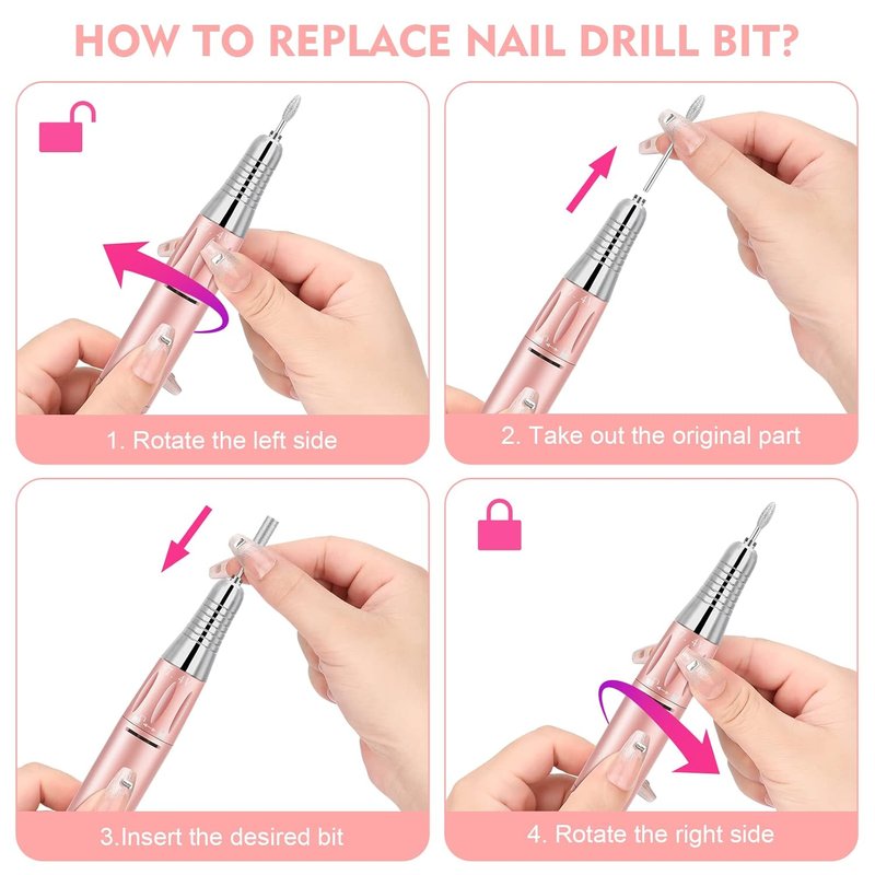 Professional Electric Nail Drill - 35000 RPM Cordless Nail File Kit with 11 Bits for Acrylic & Gel Nails | Portable Manicure & Pedicure Tool
