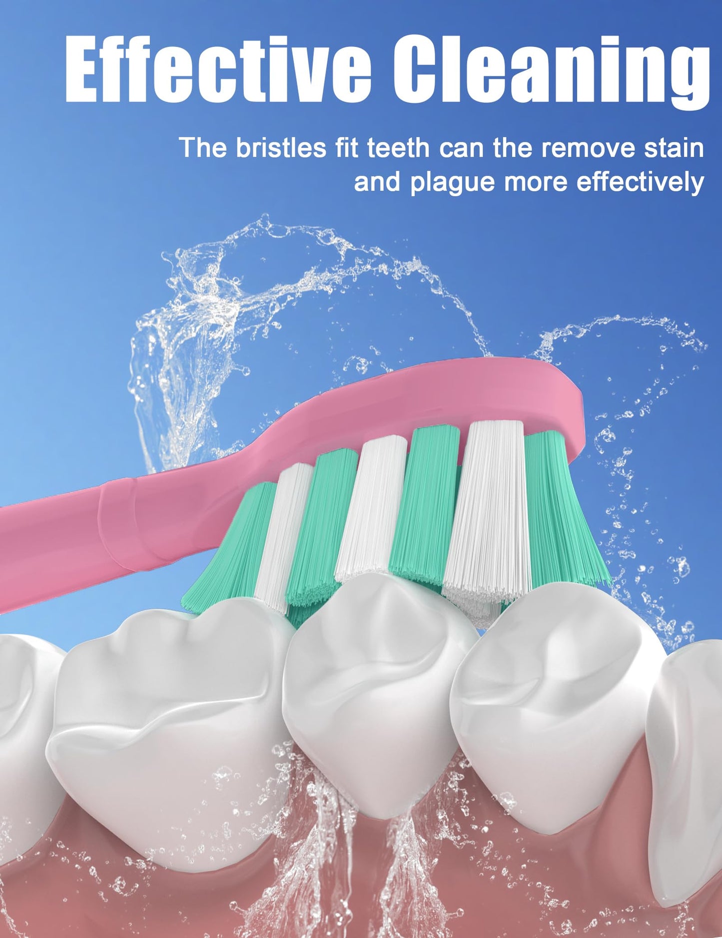 Toothbrush Replacement Heads for Philips Sonicare C2 C1 4100 5100 Electric Brush Head, 4 Pack, Pink
