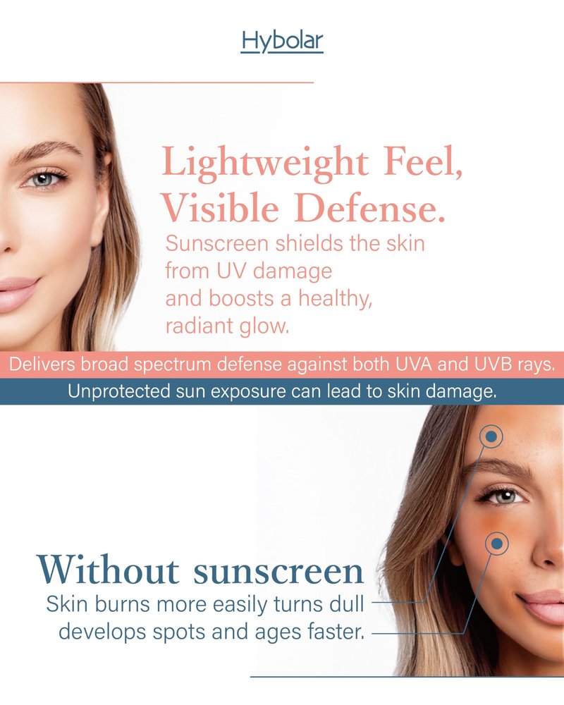 Hybolar Tinted Mineral Face Sunscreen SPF 50 Broad Spectrum Non-Comedogenic with Vitamin C Skin Moisturizer for Sensitive Skin & Kids