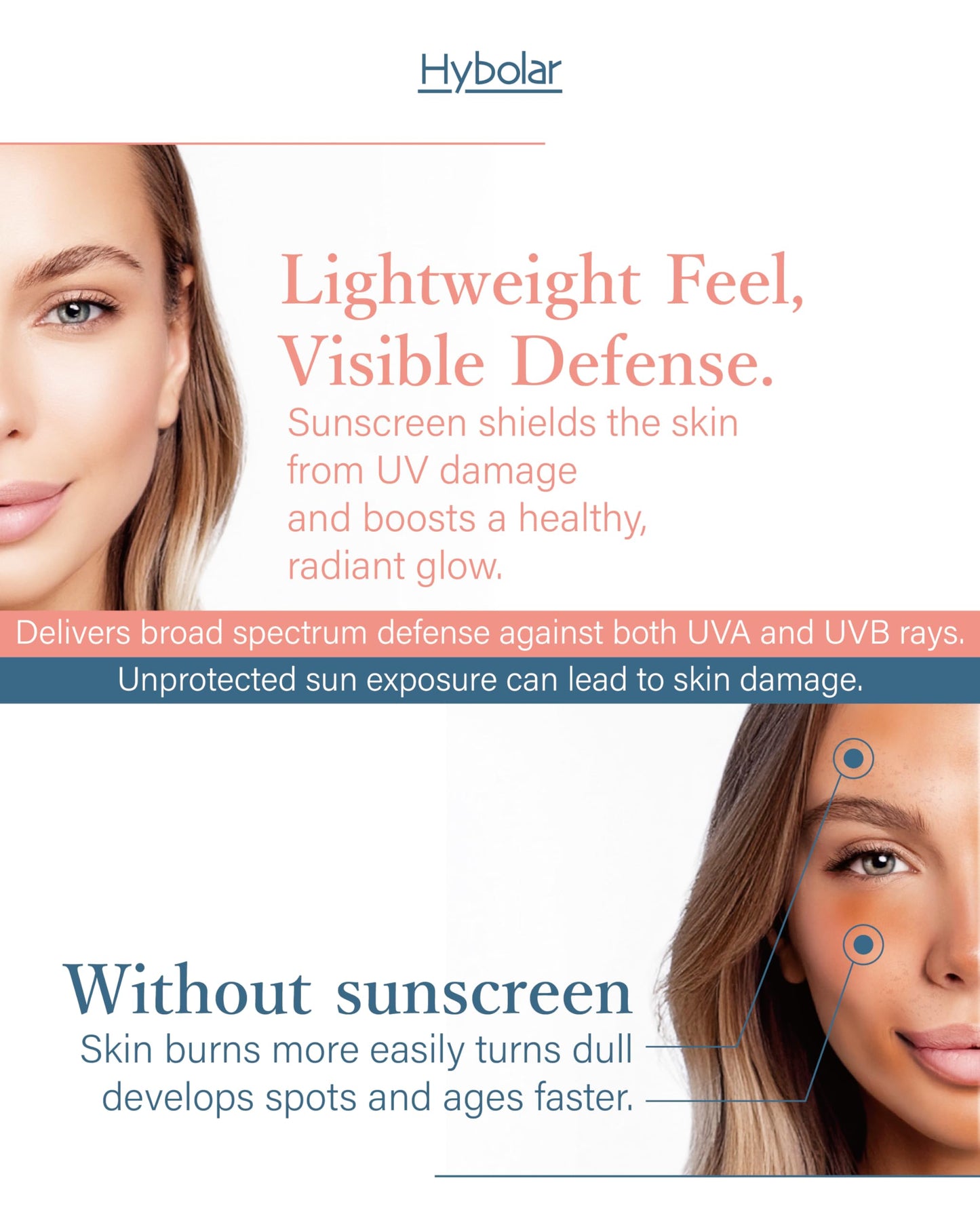 Hybolar Tinted Mineral Face Sunscreen SPF 50 Broad Spectrum Non-Comedogenic with Vitamin C Skin Moisturizer for Sensitive Skin & Kids