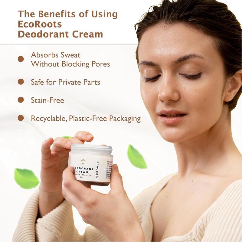 Natural Deodorant Cream for Women & Men - Organic, Aluminum-Free, Vegan | Coconut Scent, Baking Soda Free