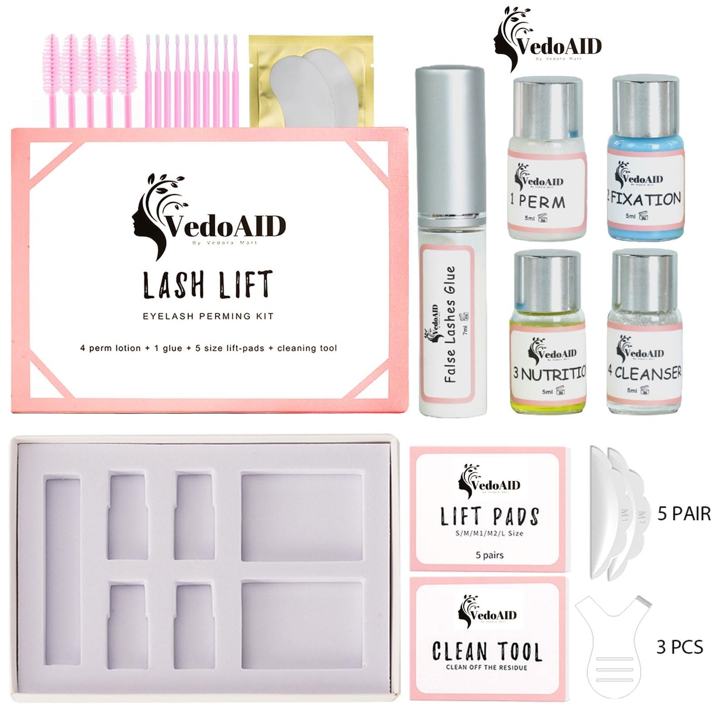 2026 VedoAID New Upgraded EyeLash Lift Kit Eyelash Extension Kit Eyelash Perm Kit, Eyelash Lifting & Eyelash Curling Includes Eye Shields, Pads, Accessories, Easy for Beginner,Achieve Salon-Quality
