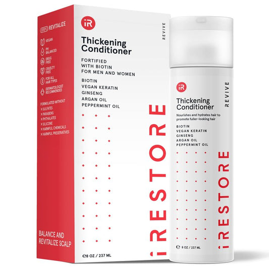 iRESTORE Biotin Hair Conditioner for Damaged Dry Hair - Good for Fine Hair Growth, Volumizing Thickening Conditioner with Ginseng & Argan Oil to Moisturize, Pair With Hair Loss Shampoo