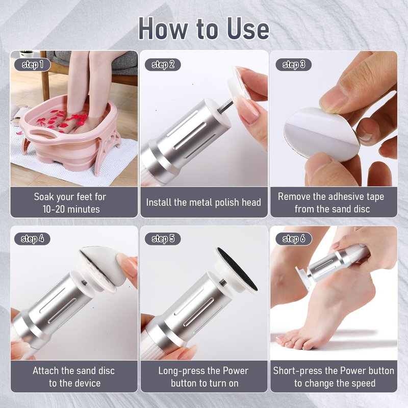 ANGNYA Electric Callus Remover for Feet with 3 Adjustable Speeds, Rechargeable Stand and Replacement Sandpaper Disks, Electric Foot Callus Remover Foot File for Feet Pedicure Tool for Dead Skin (Grey)