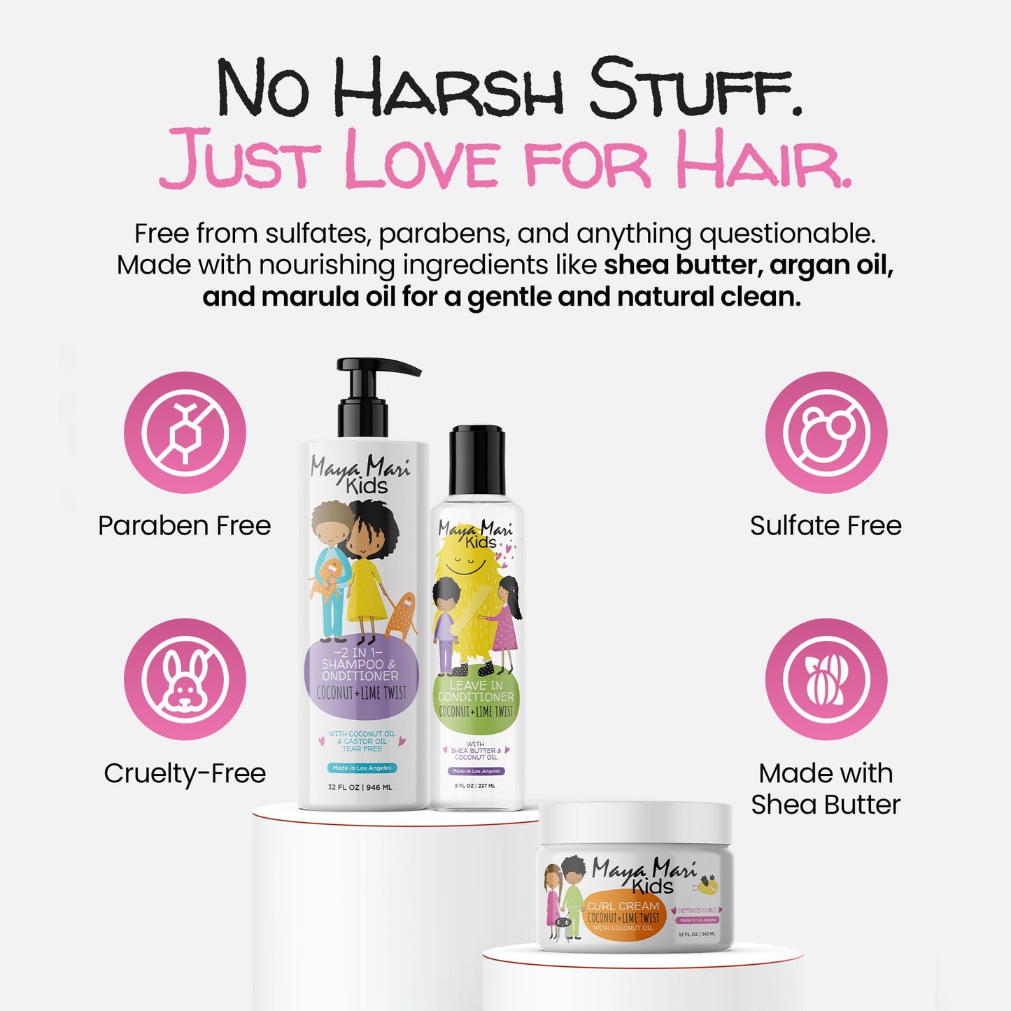 Kids Curly Hair Gift Set | 2-in-1 Kids Shampoo & Conditioner, Curl Cream, & Leave-In Conditioner | Shea Butter, Tear-Free, Frizz Control, & Sulfate-Free, 32 Fl Oz