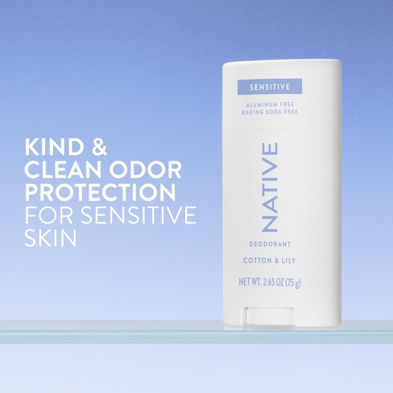 Native Sensitive Deodorant Contains Naturally Derived Ingredients, 72 Hour Odor Control | Deodorant for Women & Men, Aluminum Free with Baking Soda, Coconut Oil and Shea Butter, Cotton & Lily