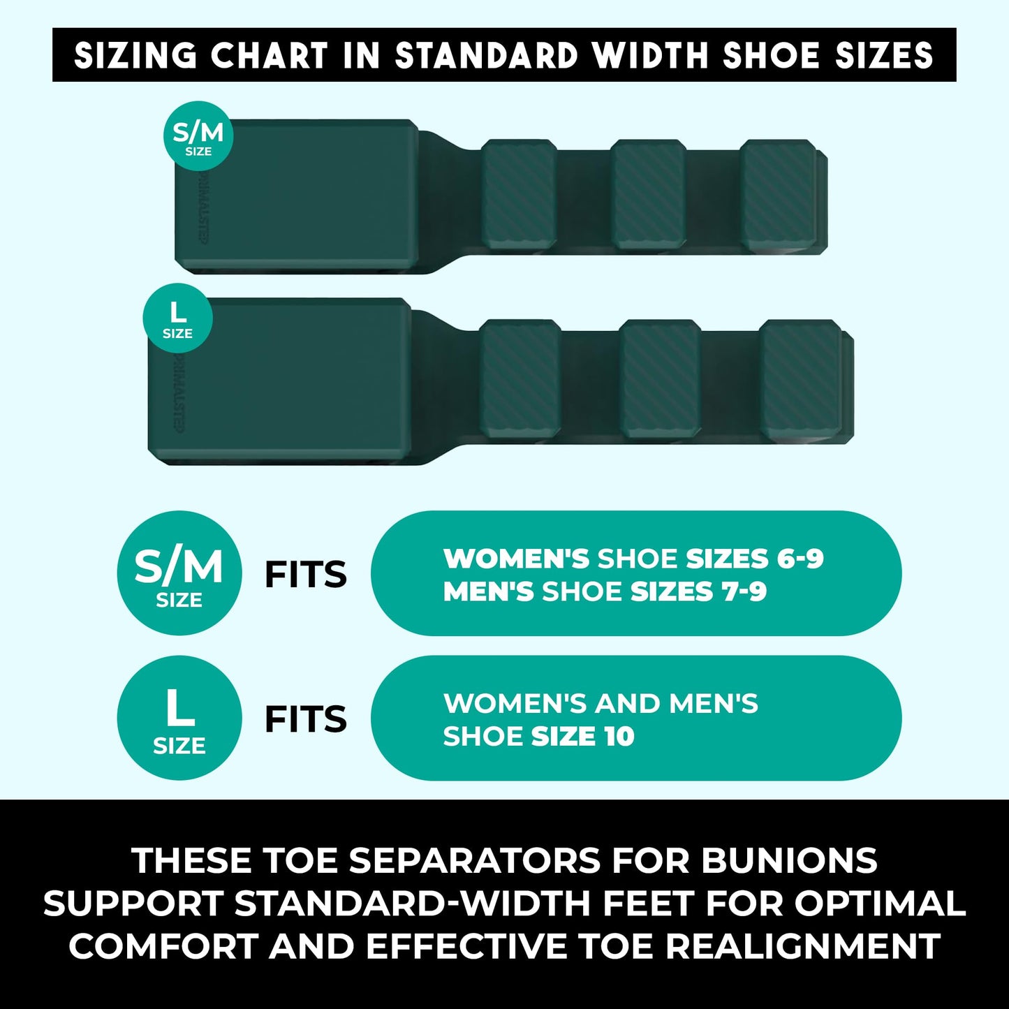 APEX Adjustable Toe Separators, Spreaders, Spacers, Straightener to Correct Toes for Men and Women, Bunion Corrector, Plantar Fasciitis, 50% Thicker, 2 Pairs, S/M and Large, Green