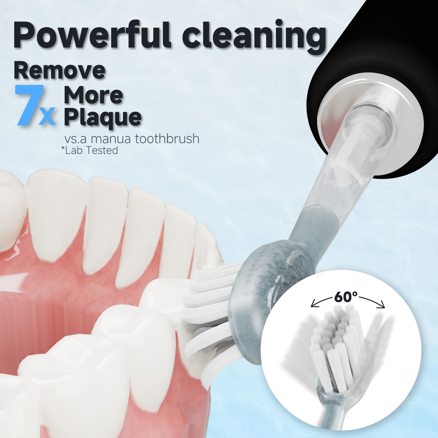 ALLINCOZY New Wave Oscillating Electric Toothbrush, Vibrating Wave Oral Brush, IPX7 Waterproof, Type-C, Gifts for Adults and Kids, Includes 3 Brush Heads and Wall Mount Bracket, Black