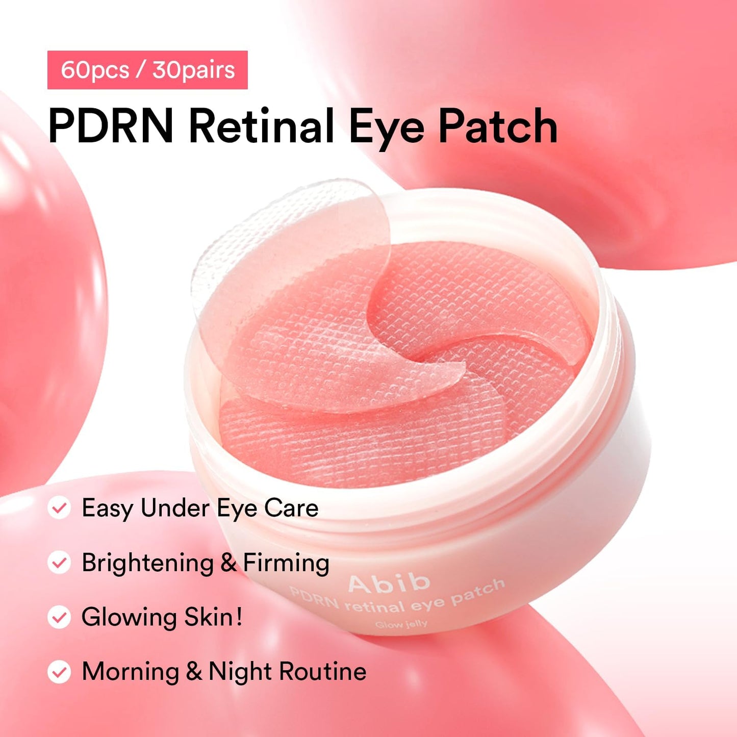 Abib PDRN & Vegan Collagen Eye Patch (60ea) Duo: Eye Patches for Wrinkles & Fine Line with Jericho Rose Jelly, 60 Count, Korean Skin Care Gifts for Women, Mothers, Teen