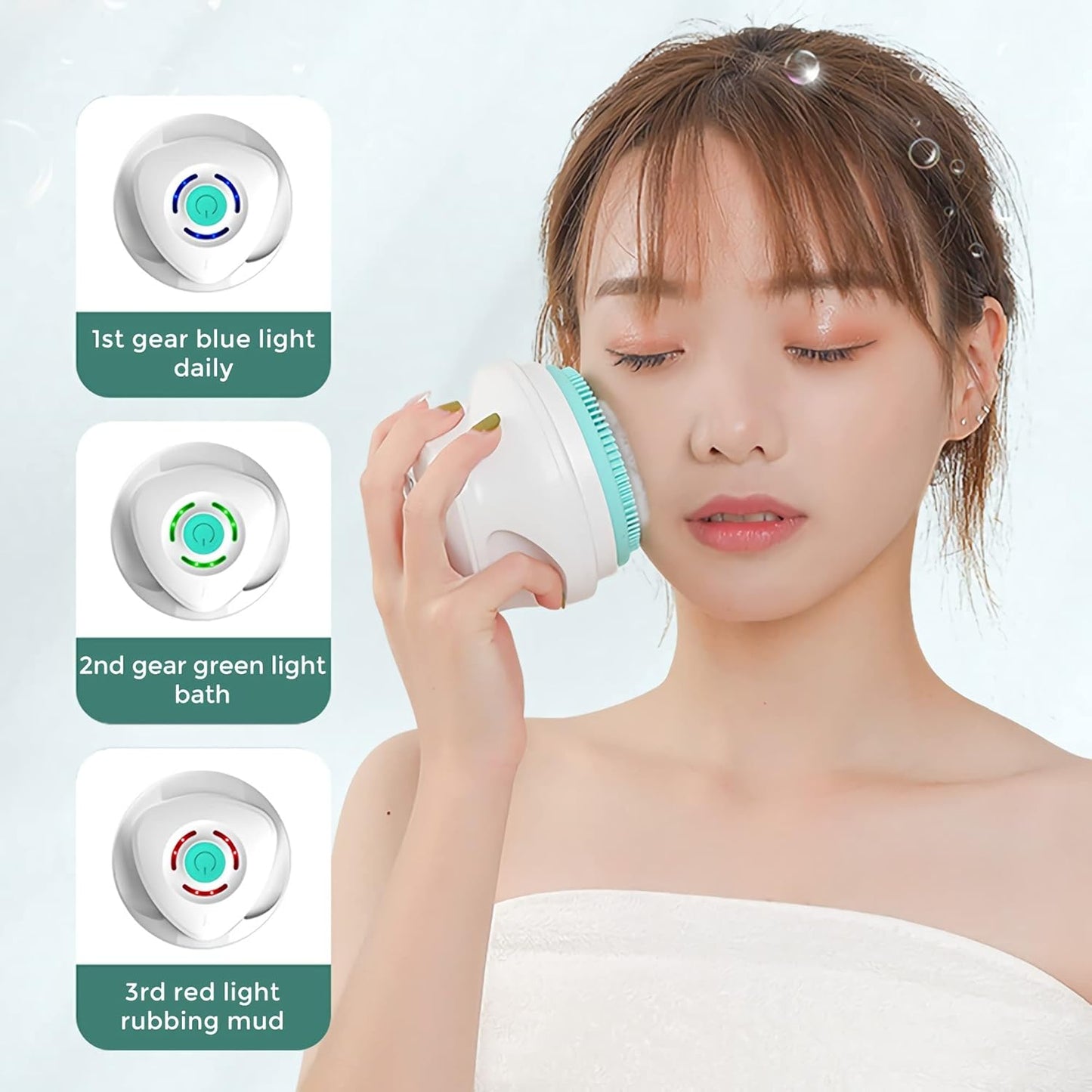 Electric Shower Brush - 5-in-1 Body Scrubber & Facial Exfoliator | White Color