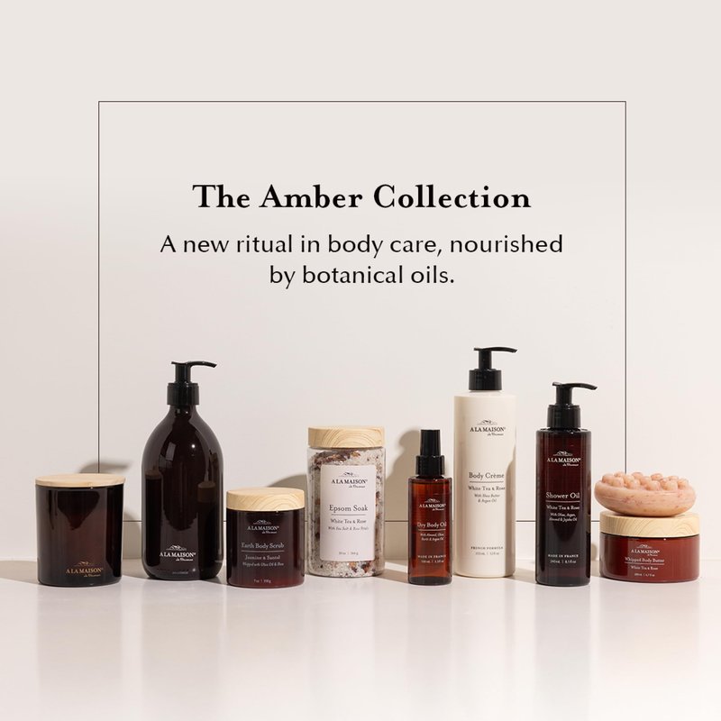 A LA MAISON Whipped Body Butter – Jasmine & Santal – Shea Butter Moisturizer with Argan, Avocado & Jojoba Oils – Ultra-Rich Body Cream for Dry Skin – 6.7 oz – Amber Collection