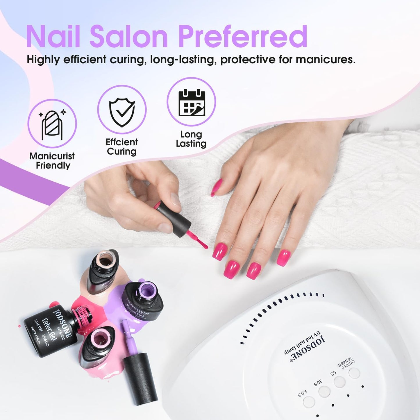 JODSONE UV LED Nail Lamp - 30 Light Beads Gel Polish Dryer | Automatic Sensor, 3 Timer Settings
