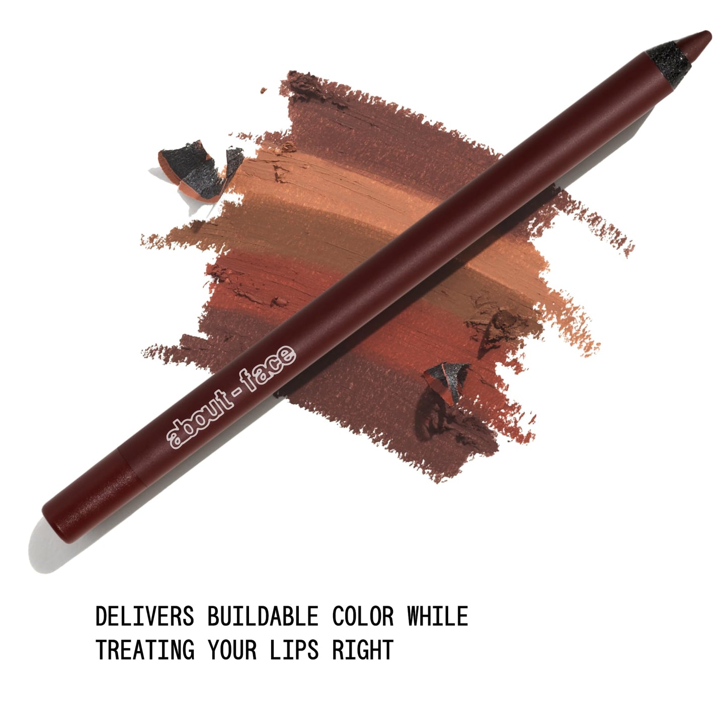 about-face Matte Fix Lip Pencil Smoked – Long-Wear, Creamy Matte Lip Liner with Hyaluronic Acid & Vitamins C & E – Vegan, Cruelty-Free, Clean Beauty – 0.042 oz (Plum Brown)