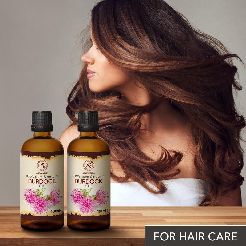 AROMATIKA Burdock Root Oil set 2 x 3.4 Fl Oz - 6.8 Fl Oz - 100% Pure & Natural - Arctium Lappa for Hair & Scalp - Carrier Oil for Nails - Skin - Lips - Face & Body Care