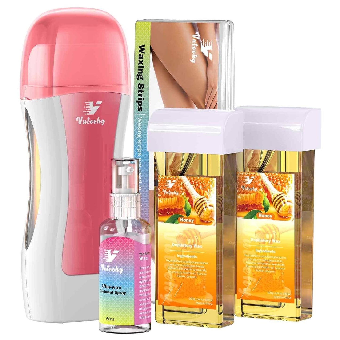 Roll-On Wax Kit - Hair Removal Waxing Kit with 2 Soft Honey Cartridges | Ideal for Women & Men