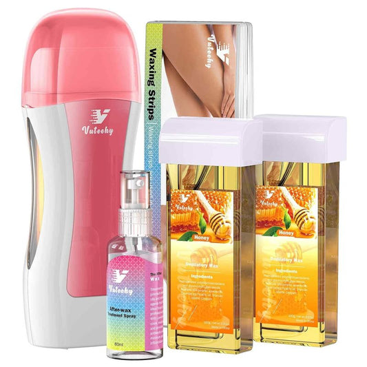 Roll-On Wax Kit - Hair Removal Waxing Kit with 2 Soft Honey Cartridges | Ideal for Women & Men