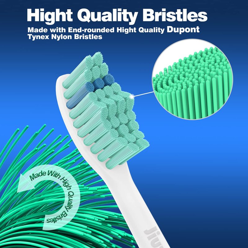 Jiuzhoudeal Toothbrush Replacement Heads for Philips Sonicare E-Series, Essence, Elite, Advance, CleanCare Screw-on Electric Toothbrush Heads HX7022/66, 6 Pack