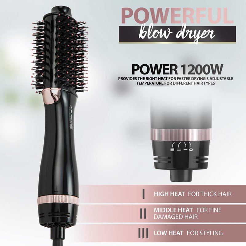 Magnifeko Round Hair Dryer Brush - Hot Air Blow Dryer Brush for Women for Hair Drying, Styling and Volumizing -(Black)