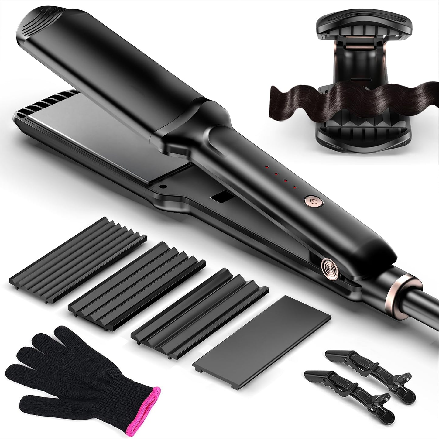 Hair Crimper Waver, Professional Hair Straightener Beach Waves Curling